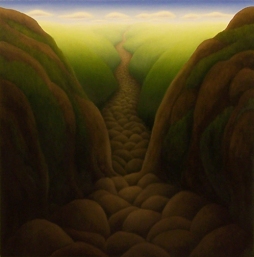Untitled (rocky valley), oil on wood, 12" x 12", 2008
